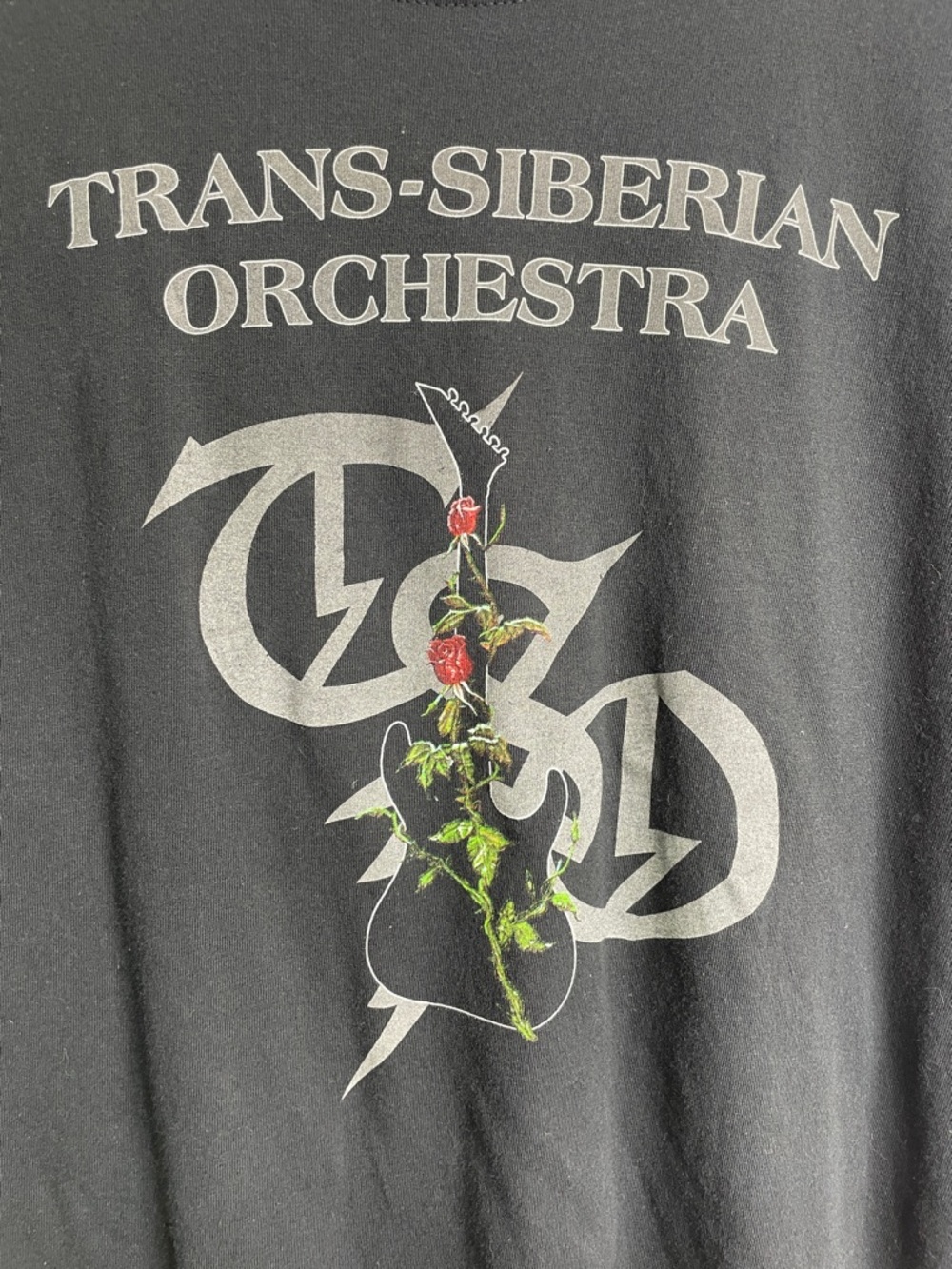 Gildan Black Trans-Siberian Orchestra Graphic Tee with Red & Green Rose